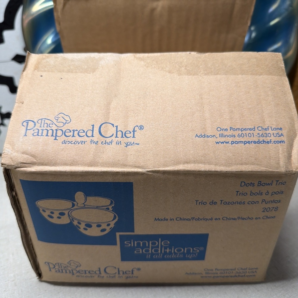 Pampered Chef Simple Additions Polka Dot 3 Bowl Condiment Server